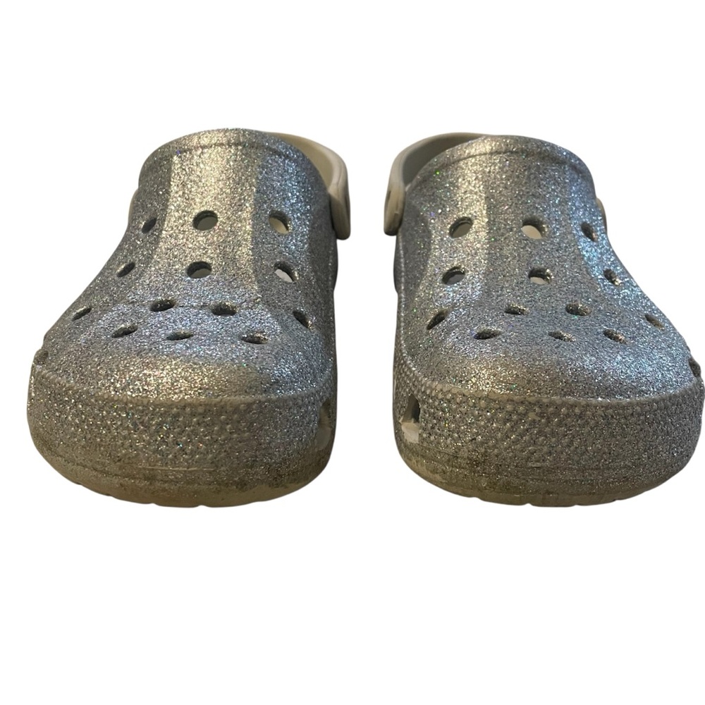 Crocs Women’s Classic Baya Clog with Heel Strap in Silver Glitter Size 7 - Picture 5 of 9